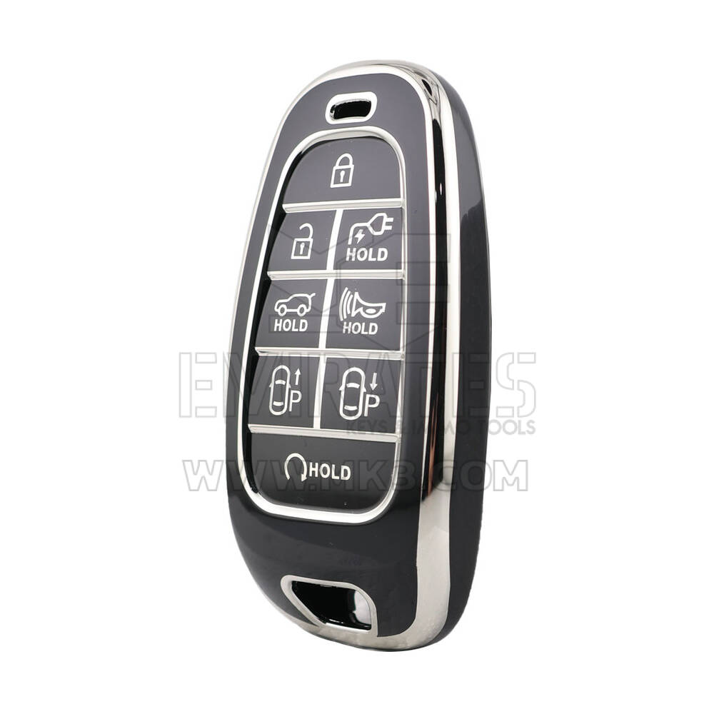 Nano High Quality Cover For Hyundai Remote Key 8 Button Black Color Silver Frame HY-H11Y8