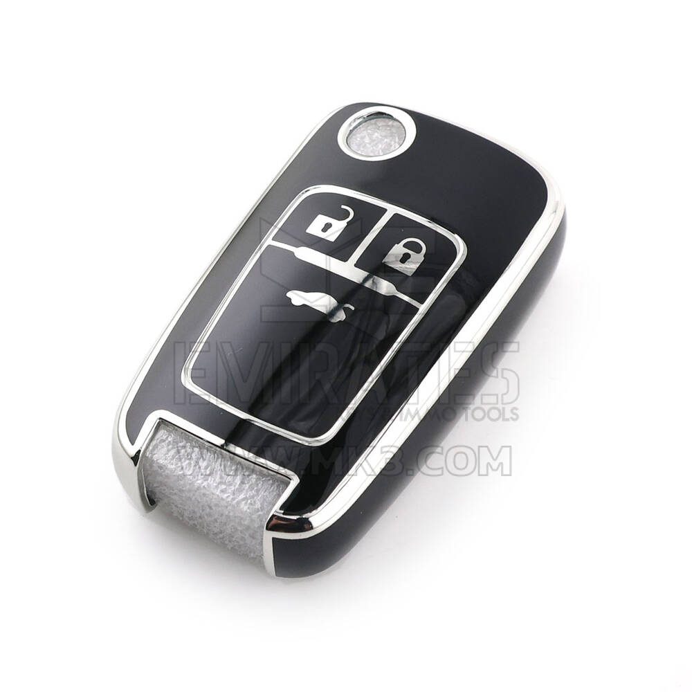 New Aftermarket Nano High Quality Cover For Chevrolet Remote Key 3 Button Black Color Silver Frame CRL-A11Y3 | Emirates Keys