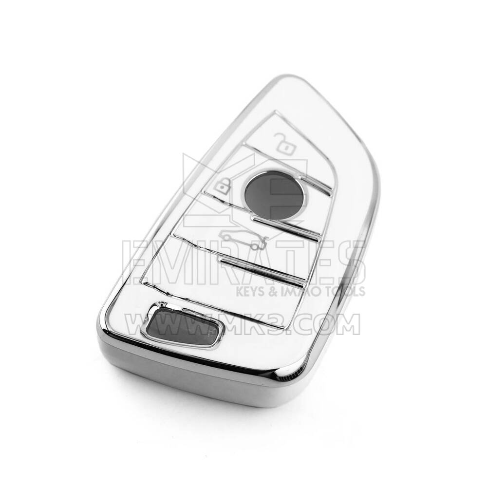 New Aftermarket Nano High Quality Cover For BMW Remote Key 3 Button White Color Silver Frame BMW-B11Y3 | Emirates Keys