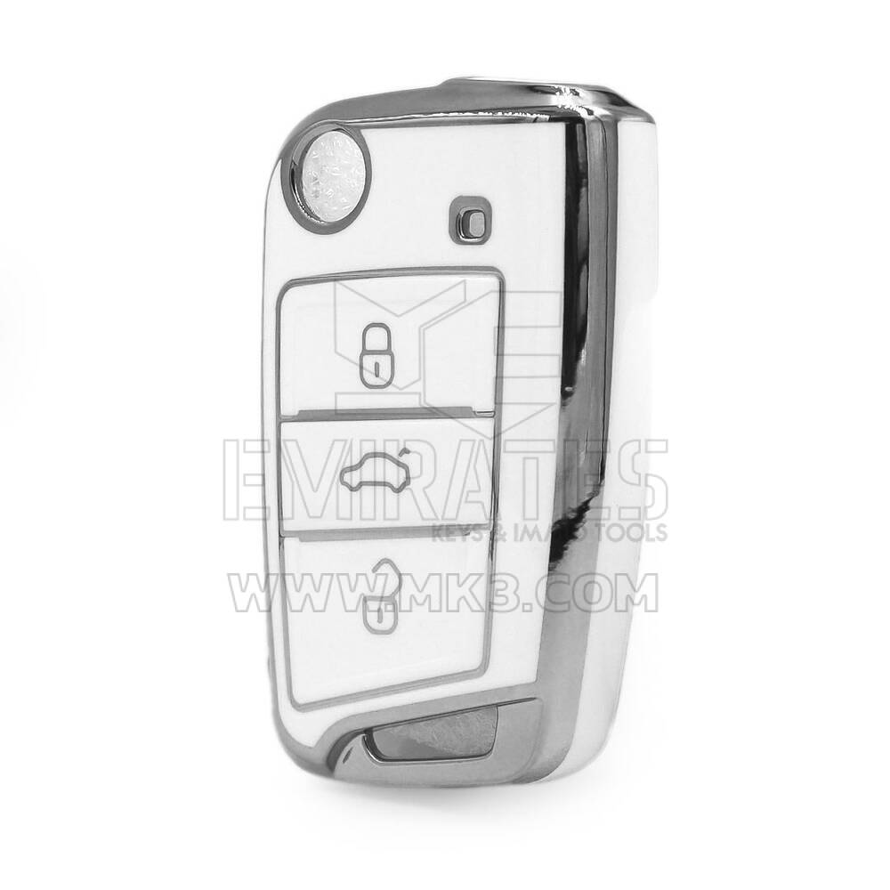 Nano High Quality Cover For VW Remote Key 3 Button White Color Silver Frame VW-B11Y3