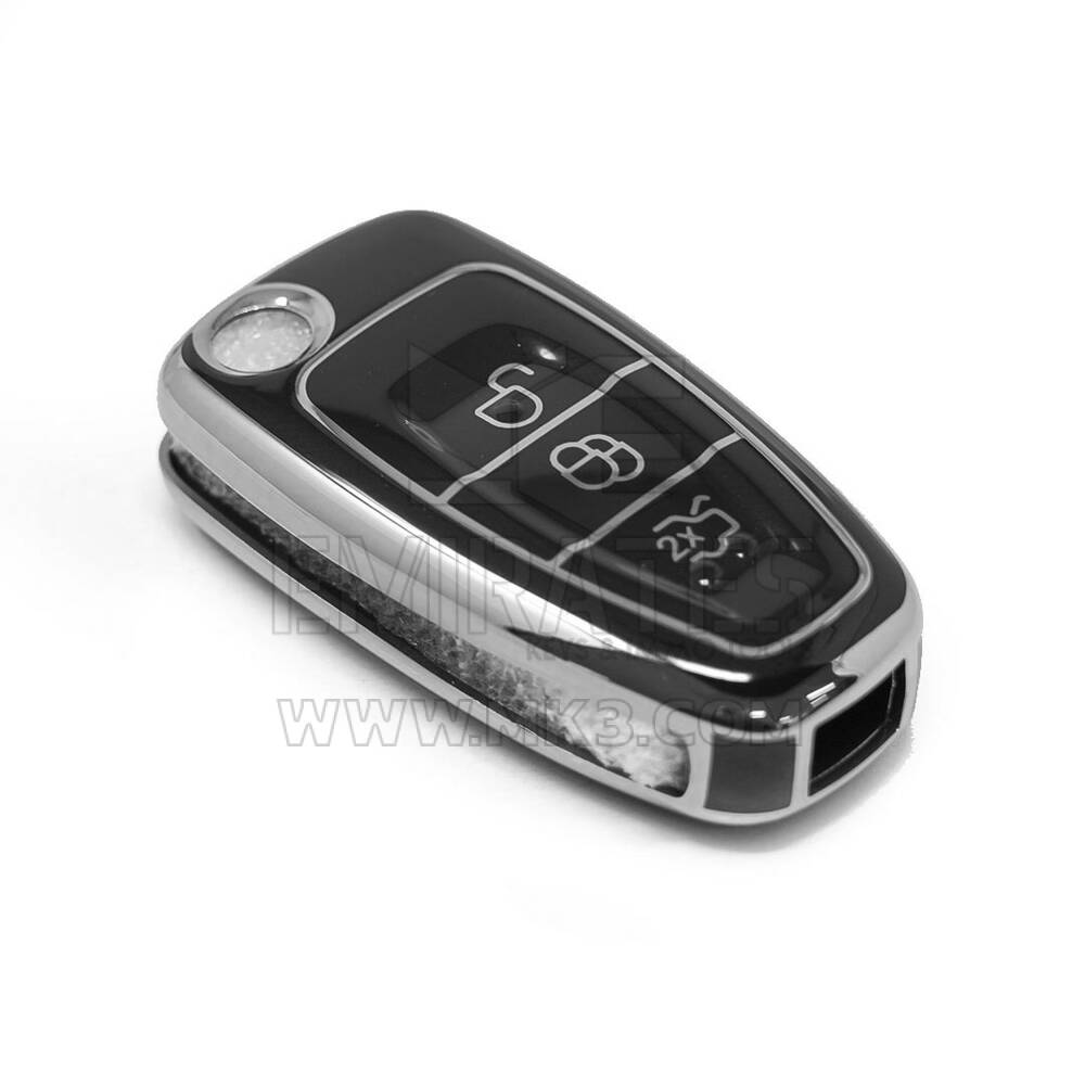 New Aftermarket Nano High Quality Cover For Ford Remote Key 3 Button Black Color Silver Frame Ford-E11Y | Emirates Keys