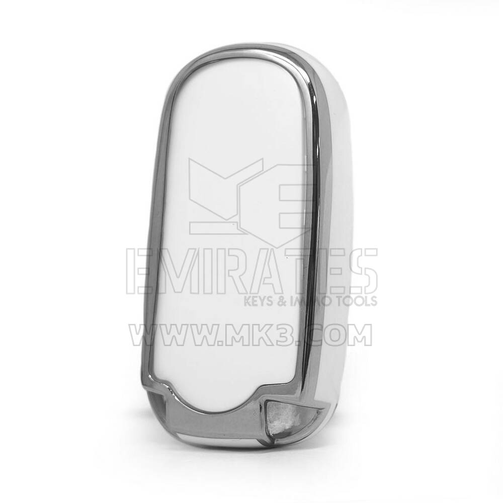 Cover Nano per chiave telecomando Jeep a 3 pulsanti, colore bianco, cornice argentata Jeep-B11Y3 | MK3