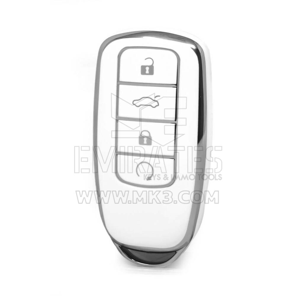 Nano High Quality Cover For Chery Remote Key 4 Button White Color Silver Frame CR-C11Y
