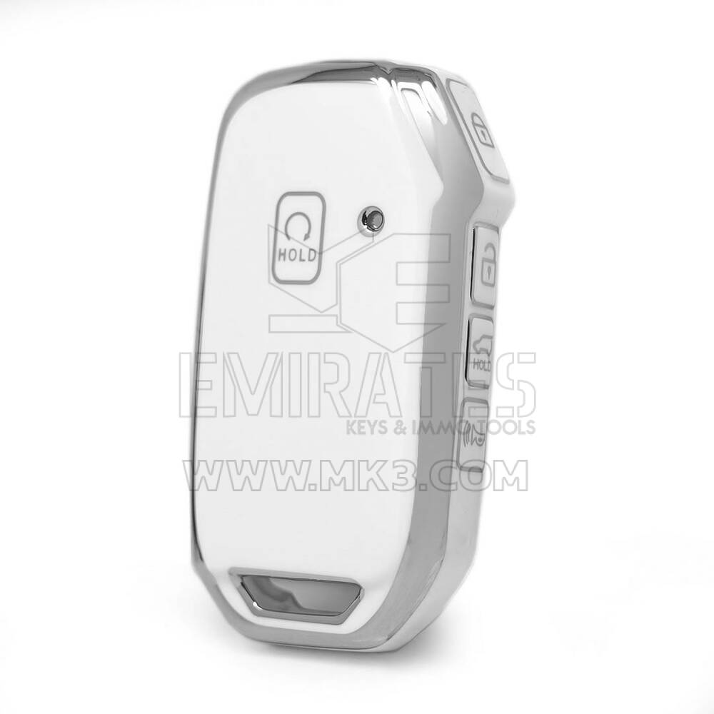 Nano High Quality Cover For Kia Remote Key 5 Button White Color Silver Frame KIA-C11Y5