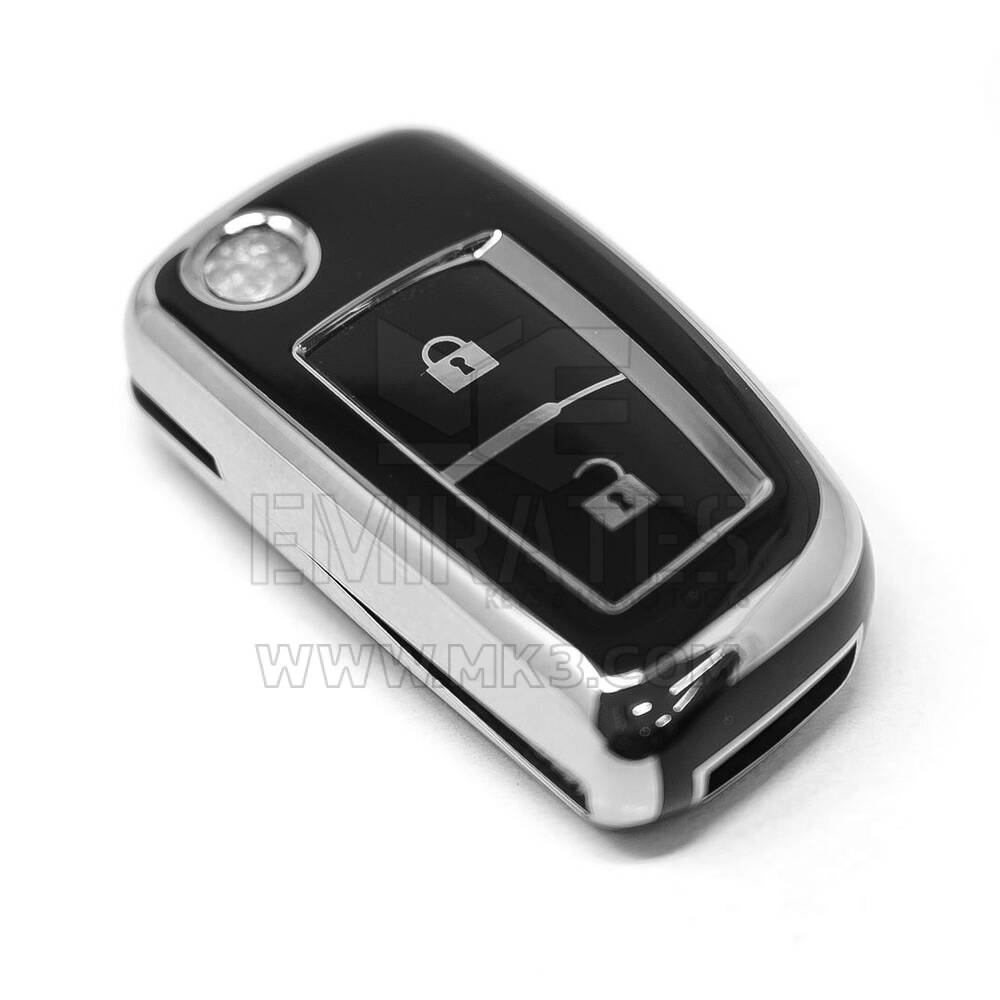 New Aftermarket Nano High Quality Cover For Nissan Remote Key 2 Button Black Color Silver Frame NS-B11Y2 | Emirates Keys