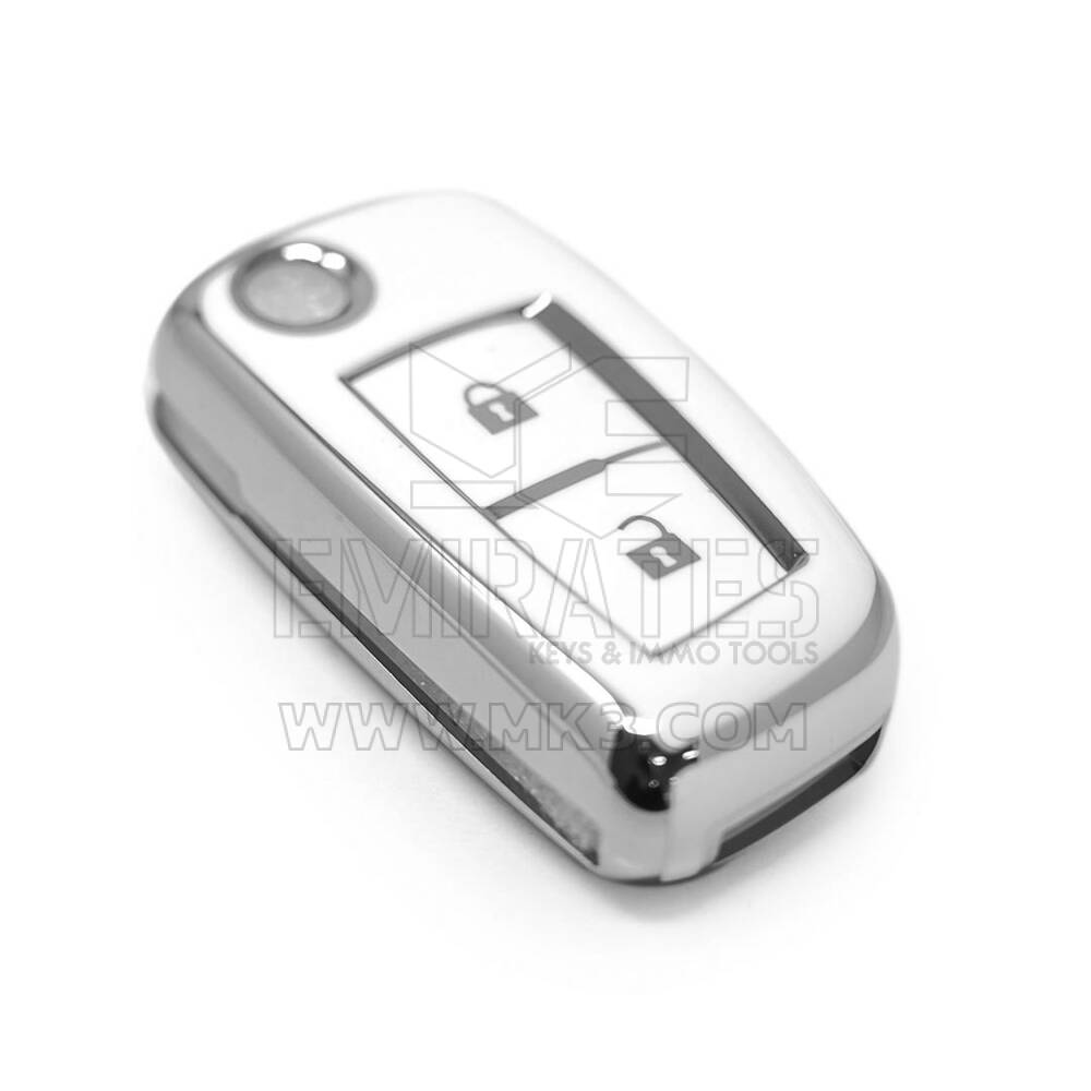 New Aftermarket Nano High Quality Cover For Nissan Remote Key 2 Button White Color Silver Frame NS-B11Y2 | Emirates Keys