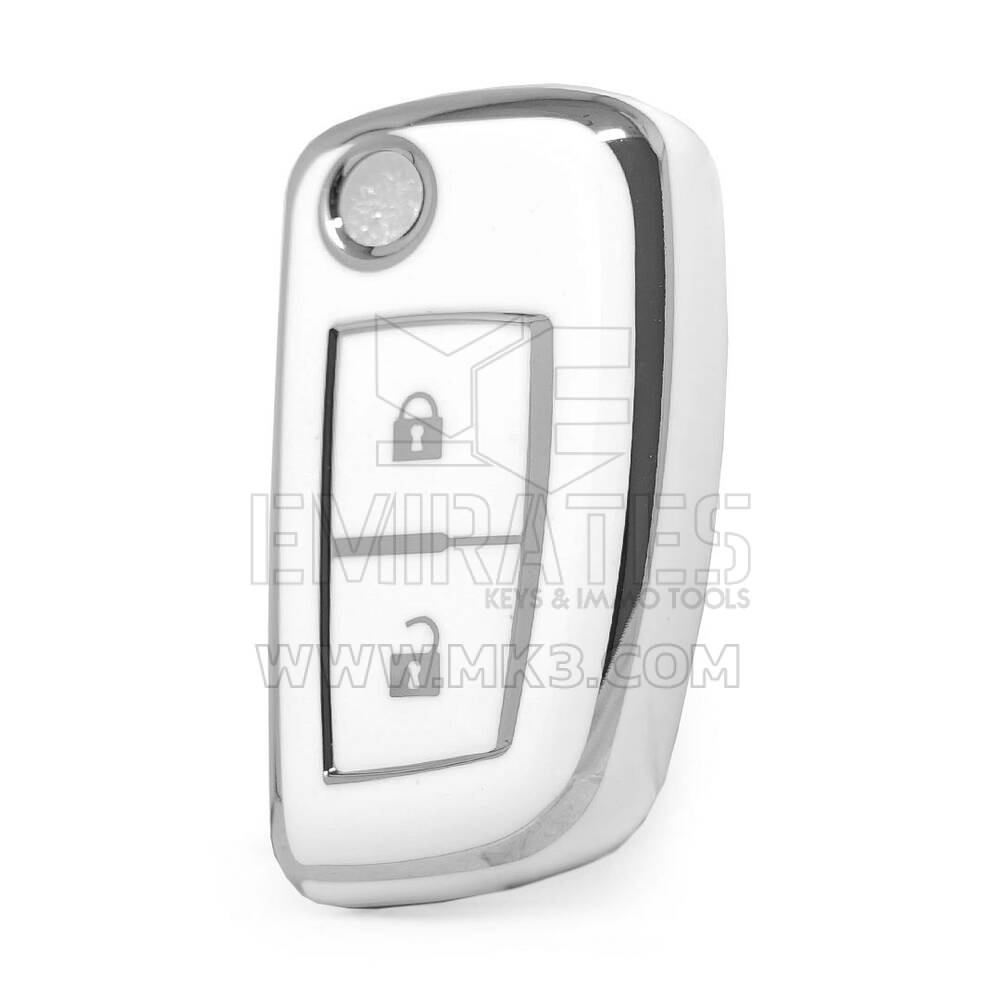 Nano High Quality Cover For Nissan Remote Key 2 Button White Color Silver Frame NS-B11Y2