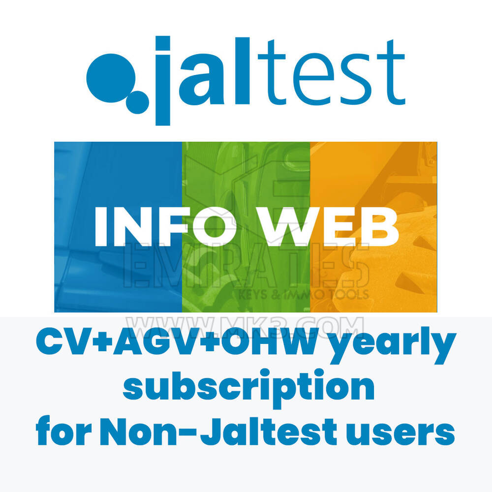 Jaltest 70604046 INFO Web. Abbonamento annuale CV+AGV+OHW. Utenti non Jaltest