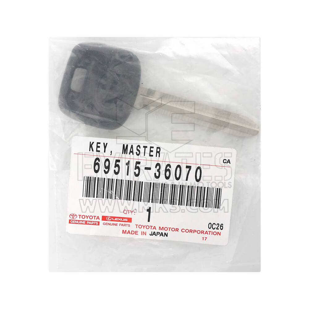Llave ciega con transpondedor original/OEM para Toyota Coaster. Número de pieza OEM: 69515-36070, 6951536070 | Emirates Keys
