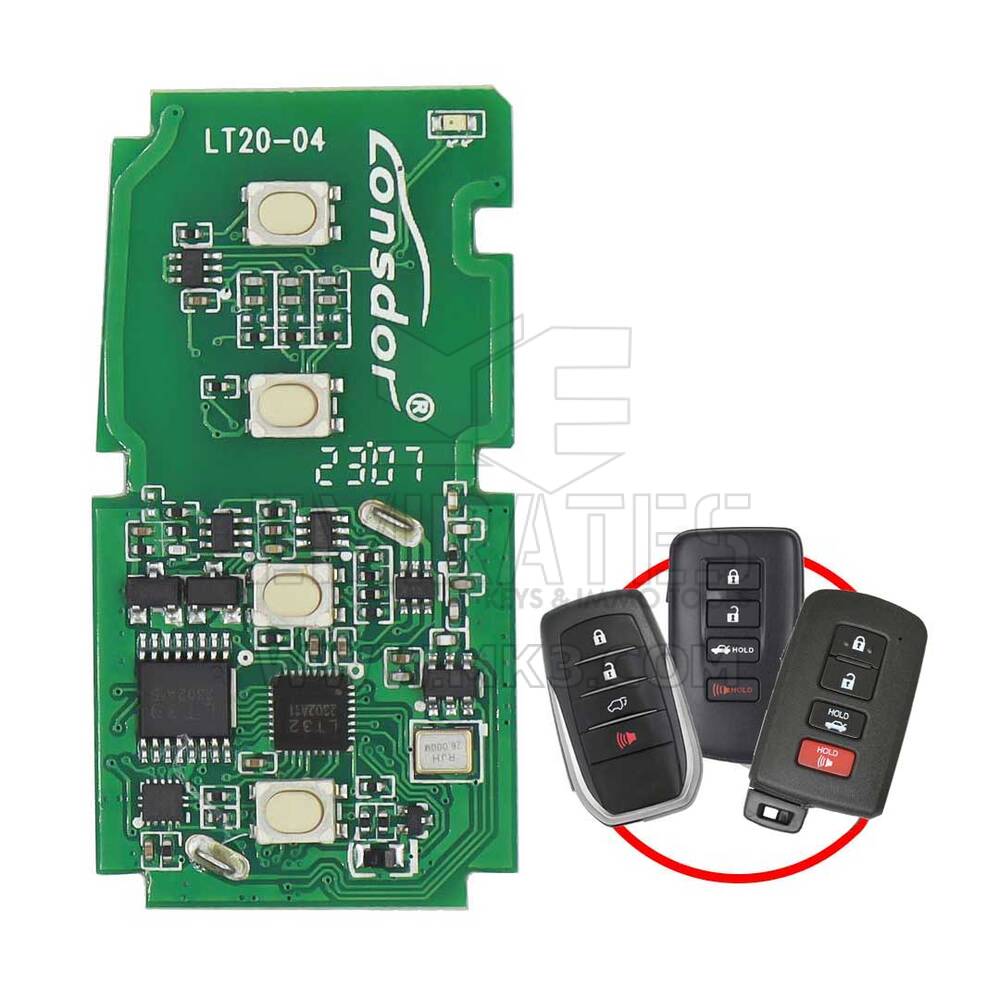 Lonsdor LT20-04NJ Evrensel Akıllı Uzaktan Kumanda PCB 40 / 80 Bit ve 8A Toyota / Lexus için 4 Düğme 433 / 315 MHz