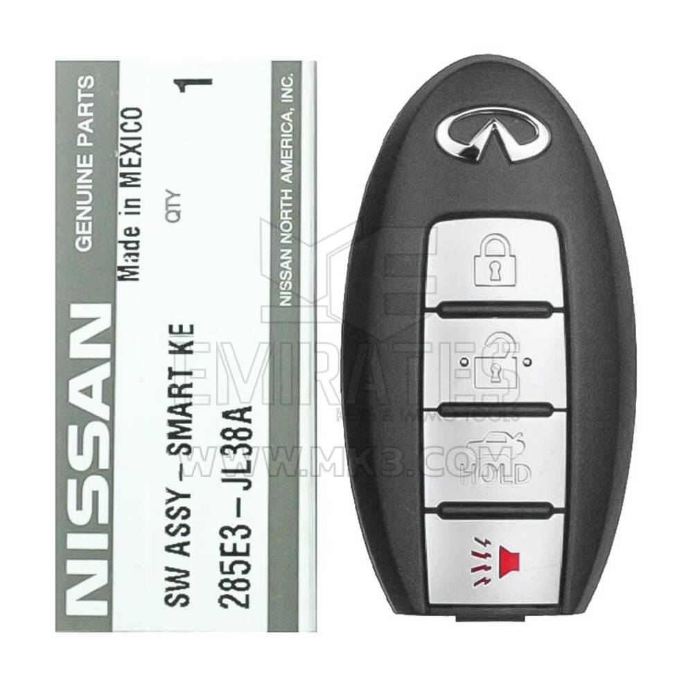 Nuovissimo telecomando Infiniti G37 2010 originale/OEM Smart Key 4 pulsanti 433 MHz Codice articolo OEM: 285E3-JL38A / 285E3-JL25A, FCCID: 5WK49671 | Chiavi degli Emirati