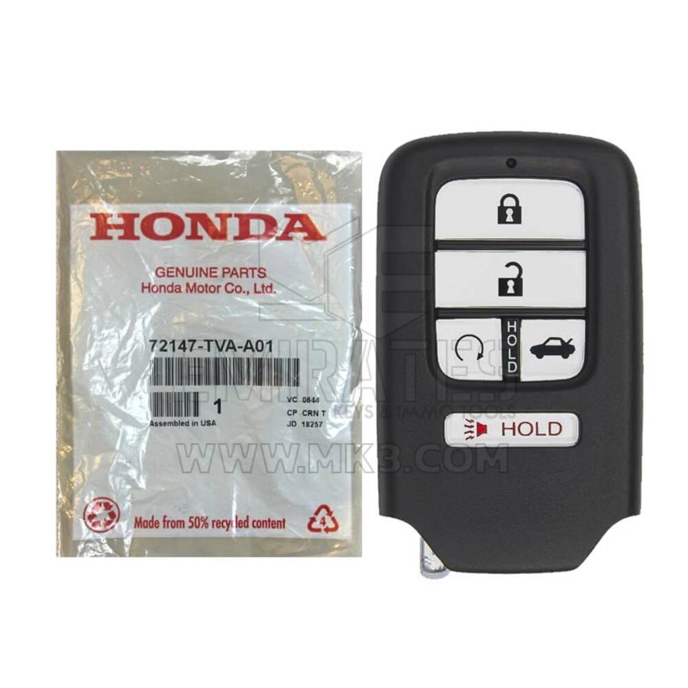 Clé télécommande intelligente d'origine / OEM Honda Accord 2018-2020 5 boutons Type de démarrage automatique 433 MHz 72147-TVA-A01 FCCID : CWTWB1G0090 | Emirates Keys