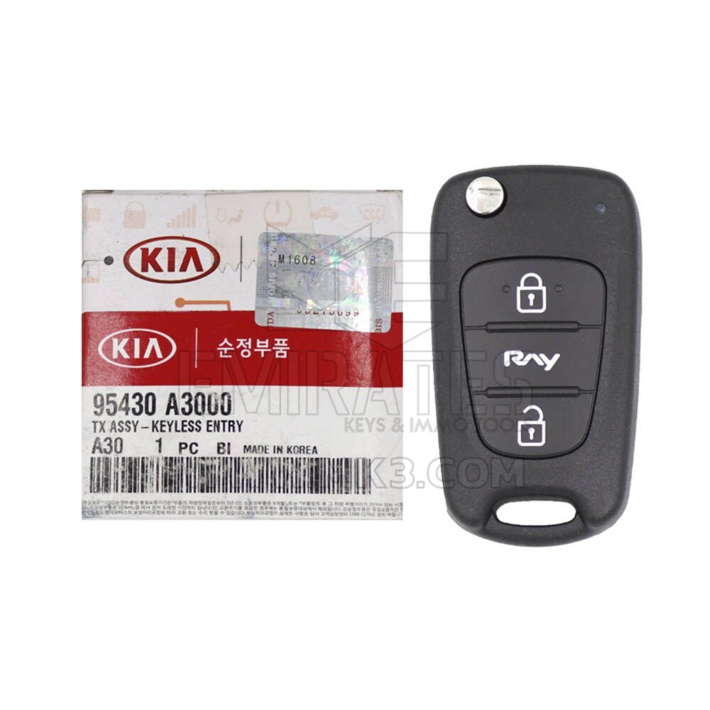 Like New Without Box KIA Ray 2010 Original Flip Remote Key 2 Buttons 433MHz Manufacturer Part Number: 95430-A3000 FCCID: RKE-4A01 | Emirates Keys