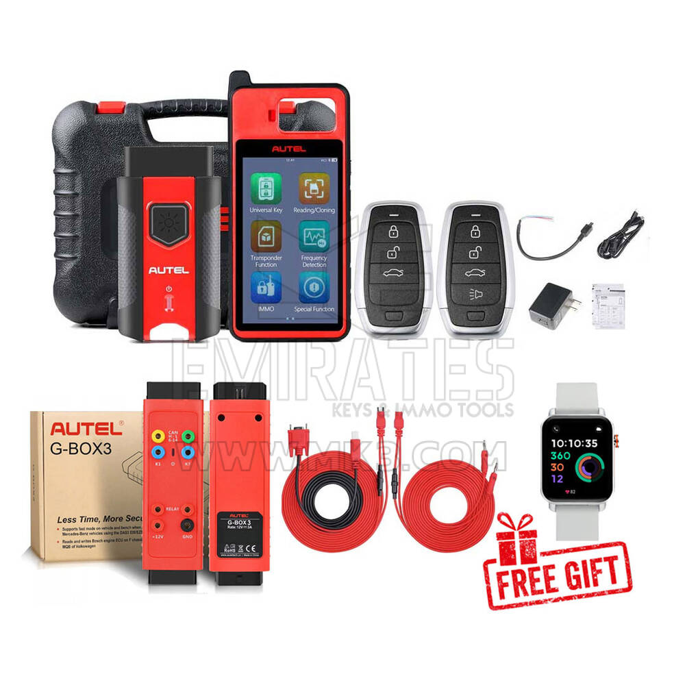 Autel Bundle MaxiIM KM100 Key Programming Tool + G-BOX 3 + Toyota 8A Cable + Free Gift Otofix Smart Key Watch