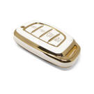 New Aftermarket Nano High Quality Cover For Hyundai Tucson Smart Remote Key 4 Auto Start Buttons White Color | Emirates Keys -| thumbnail