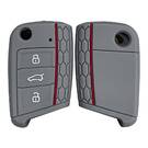 Coque gravée en silicone pour clé à distance Volkswagen Flip 3 boutons