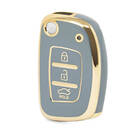Funda Nano de alta calidad para llave remota Hyundai Flip, 3 botones, Color gris, HY-F11J3A