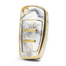 Capa de mármore nano de alta qualidade para Audi Flip Remote Key 3 botões cor branca Audi-C12J