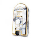 Nano couvercle en marbre de haute qualité pour clé télécommande Perodua, 3 boutons, couleur blanche, PRD-C12J3