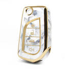 Nano cubierta de mármol de alta calidad para llave remota Toyota Flip, 4 botones, Color blanco, TYT-C12J4