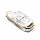 Novo aftermarket nano capa de mármore de alta qualidade para ford flip remoto chave 3 botões cor branca Ford-F12J Chaves dos Emirados -| thumbnail
