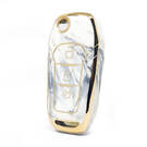 Capa de mármore nano de alta qualidade para Ford Flip Remote Key 3 botões cor branca Ford-F12J