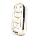 Nano couvercle en marbre de haute qualité pour clé télécommande Mahindra, 3 boutons, couleur blanche, MHD-A12J