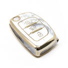 Nueva cubierta de mármol Nano de alta calidad del mercado de accesorios para llave remota abatible Hyundai 3 botones Color blanco HY-B12J3B | Cayos de los Emiratos -| thumbnail