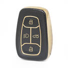 Nano – housse en cuir doré de haute qualité, pour clé télécommande TATA, 4 boutons, couleur noire, TATA-A13J