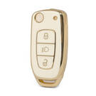 Nano – housse en cuir doré de haute qualité, pour clé télécommande TATA, 3 boutons, couleur blanche, TATA-B13J