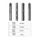 Juego de 4 cortadores de carburo para hoyuelos.