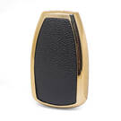 Housse en cuir Nano doré pour clé télécommande BAIC 4B noire BQ-A13J | MK3 -| thumbnail
