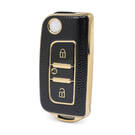 Nano – housse en cuir doré de haute qualité, pour clé télécommande Foton à 2 boutons, couleur noire FT-A13J