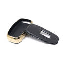 New Aftermarket Nano High Quality Gold Leather Cover For Hongqi Remote Key 4 Buttons Black Color HQ-B13J | Emirates Keys -| thumbnail