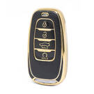Nano – housse en cuir doré de haute qualité, pour clé télécommande Hongqi, 4 boutons, couleur noire, HQ-B13J