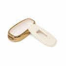 Housse en cuir doré de haute qualité pour clé télécommande Hongqi, 3 boutons, couleur blanche, nouveau marché secondaire, HQ-C13J | Clés des Émirats -| thumbnail