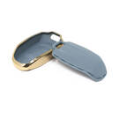 New Aftermarket Nano High Quality Gold Leather Cover For Lynk & Co Remote Key 4 Buttons Gray Color LC-A13J | Emirates Keys -| thumbnail