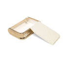New Aftermarket Nano High Quality Gold Leather Cover For Lynk & Co Remote Key 3 Buttons White Color LC-B13J | Emirates Keys -| thumbnail