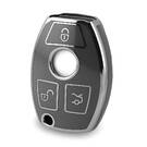 Высококачественный чехол Nano для дистанционного ключа Mercedes с тремя кнопками, темно-серый цвет, серебристая оправа, Benz-A11Y3