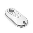 New Aftermarket Nano High Quality Cover For Mercedes Remote Key 3 Button White Color Silver Frame Benz-C11Y | Emirates Keys -| thumbnail