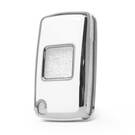 Coque Nano pour clé télécommande Peugeot 2 boutons, blanche, cadre argenté, PG-D11Y2 | MK3 -| thumbnail