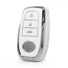 Nano High Quality Cover For Toyota Remote Key 3 Button White Color Silver Frame TYT-A11Y3