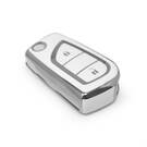 New Aftermarket Nano High Quality Cover For Toyota Remote Key 2 Button White Color Silver Frame TYT-C11Y2 | Emirates Keys -| thumbnail