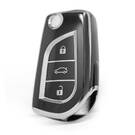 Nano High Quality Cover For Toyota Remote Key 3 Button Black Color Silver Frame TYT-C11Y3