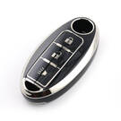 New Aftermarket Nano High Quality Cover For Nissan Remote Key 3 Button Black Color Silver Frame NS-A11Y3A | Emirates Keys -| thumbnail