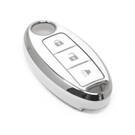 New Aftermarket Nano High Quality Cover For Nissan Remote Key 3 Button White Color Silver Frame NS-A11Y3A | Emirates Keys -| thumbnail