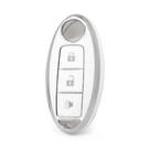 Nano High Quality Cover For Nissan Remote Key 3 Button White Color Silver Frame NS-A11Y3A
