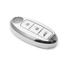 New Aftermarket Nano High Quality Cover For Nissan Remote Key 3 Button White Color Silver Frame NS-A11Y3B | Emirates Keys -| thumbnail