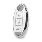 Nano High Quality Cover For Nissan Remote Key 3 Button White  Color Silver Frame NS-A11Y3B