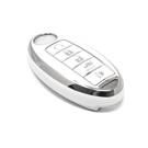 New Aftermarket Nano High Quality Cover For Nissan Remote Key 5 Button White Color Silver Frame NS-A11Y5 | Emirates Keys -| thumbnail
